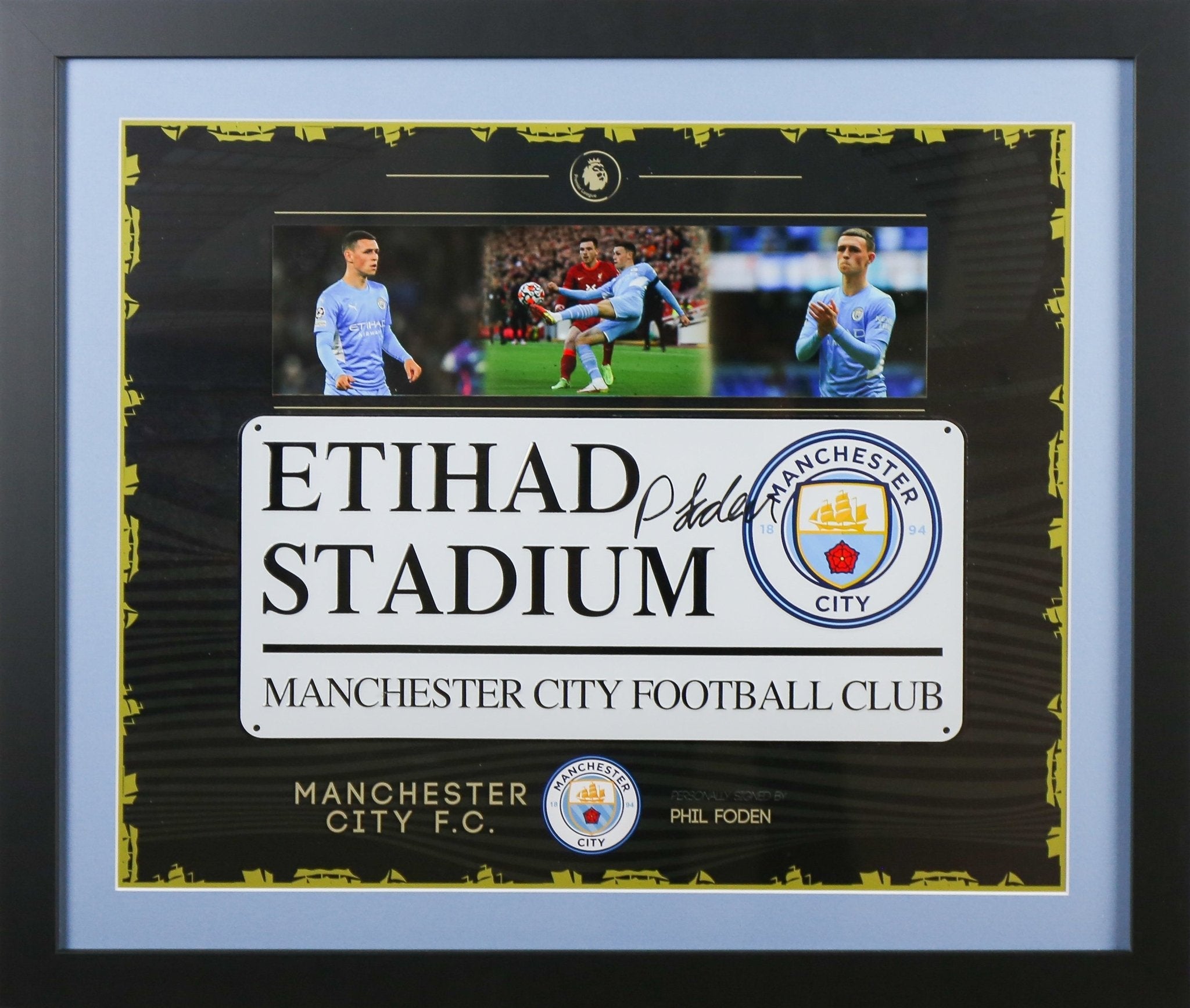 Phil Foden Signed Man City Roadsign Framed Display - Memorabilia Framers Shop